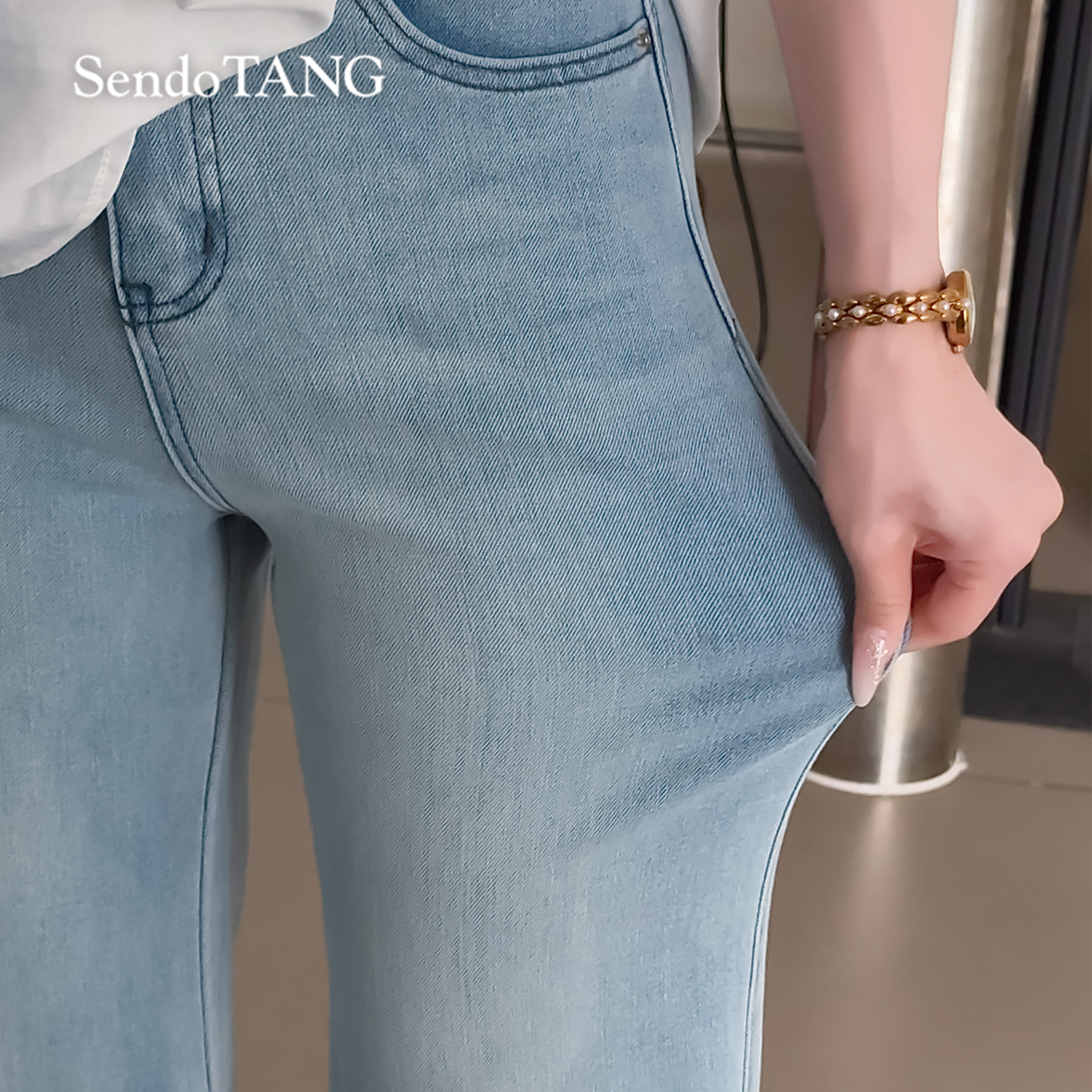 打造腿精【巨显腿直】胖多女装新款休闲时尚高级感百搭高腰牛仔裤
