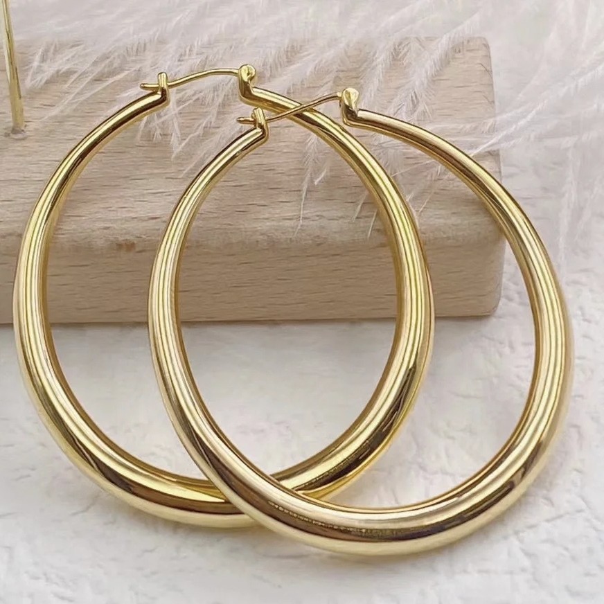 足金大耳圈5D耳饰