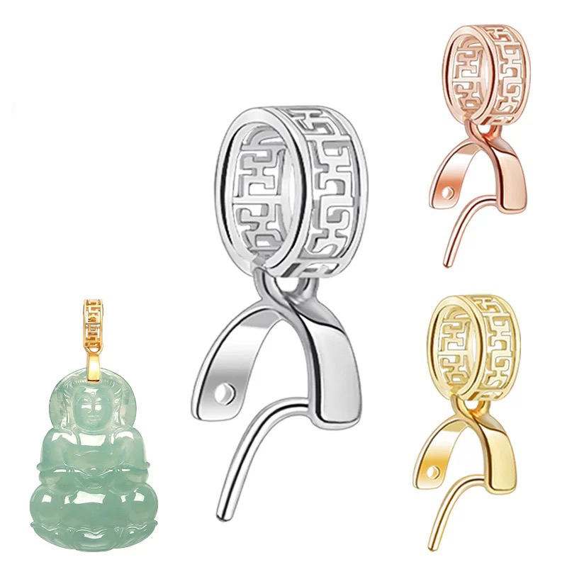 925银银制品 925银 S925纯银项链扣男女连接扣斜孔玉坠扣瓜子扣