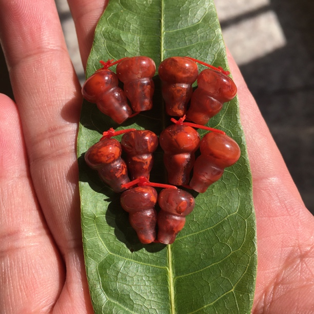 天然瓦西牛血红南红葫芦DIY文玩配饰约8*15多样性发货(发一颗)