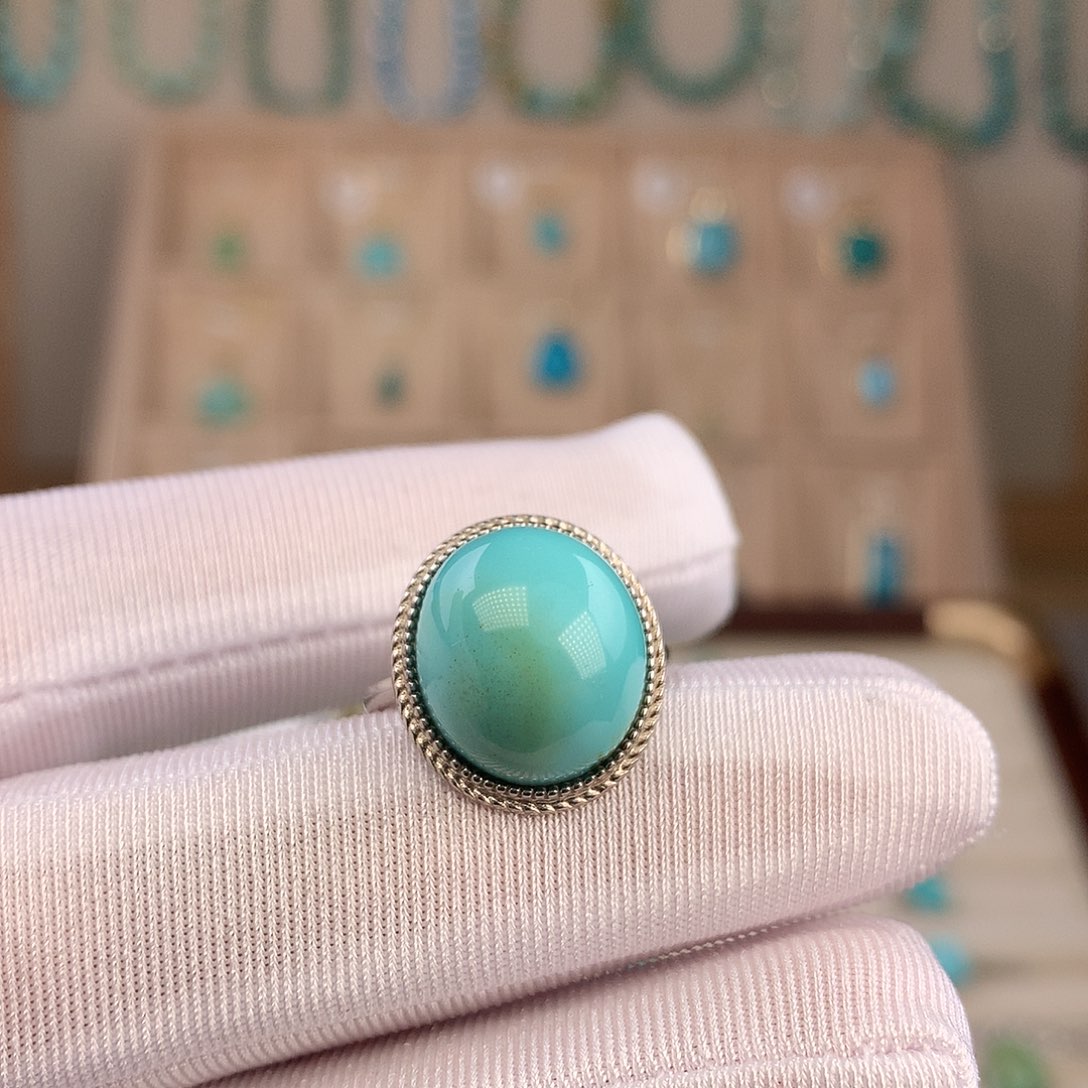 绿松石银S925镶嵌戒指