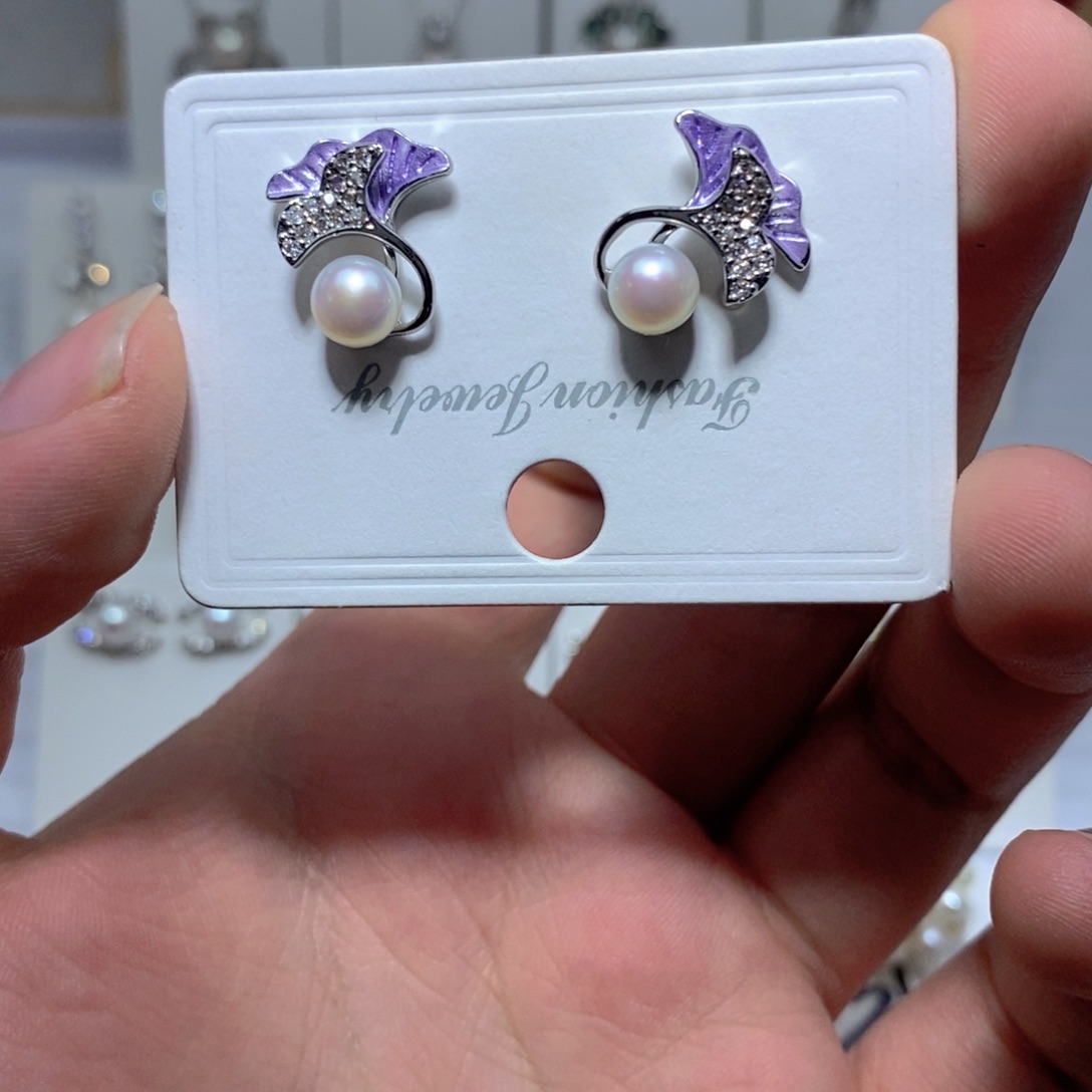 淡水珍珠耳饰银S925镶嵌