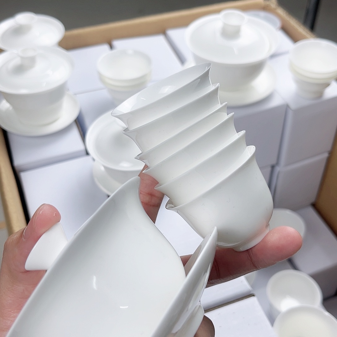 【闪购商品】120+6美人杯骨瓷盖碗套装