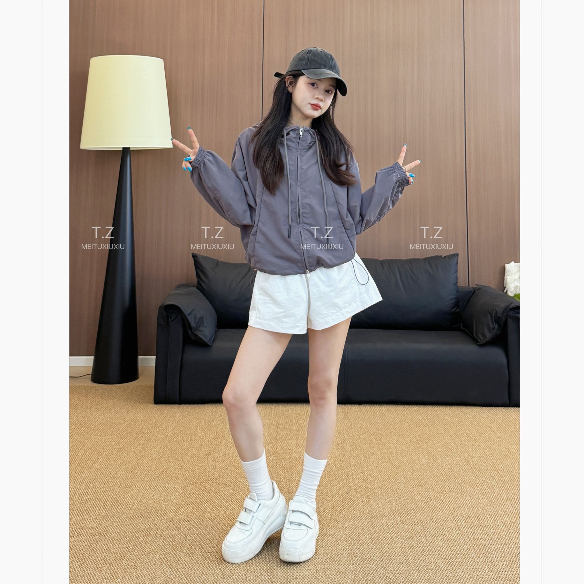 【婷子定制】~150小个子改版夏款休闲百搭短款连帽长袖防晒外套C621
