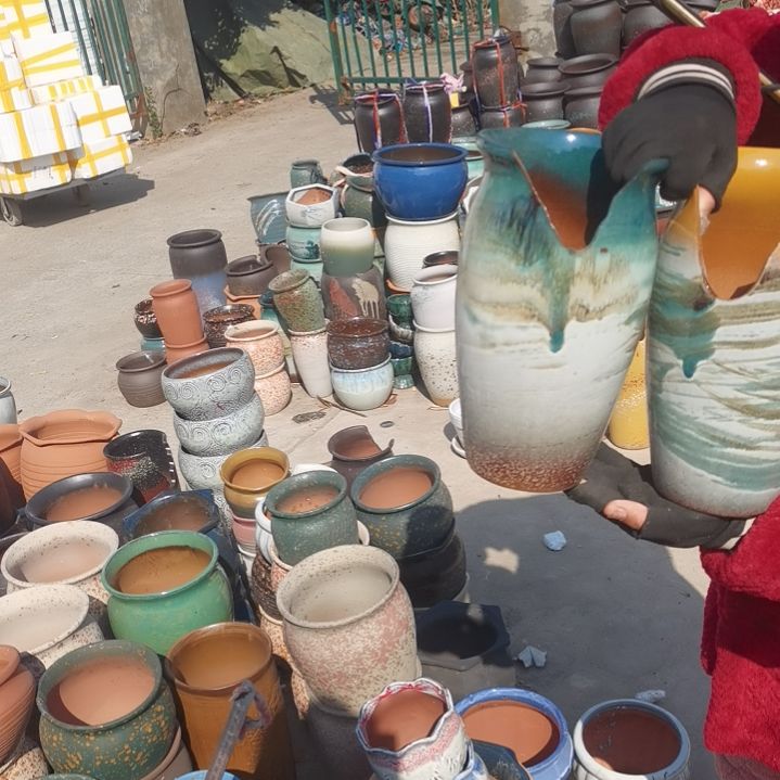 红陶口14高26两个盆