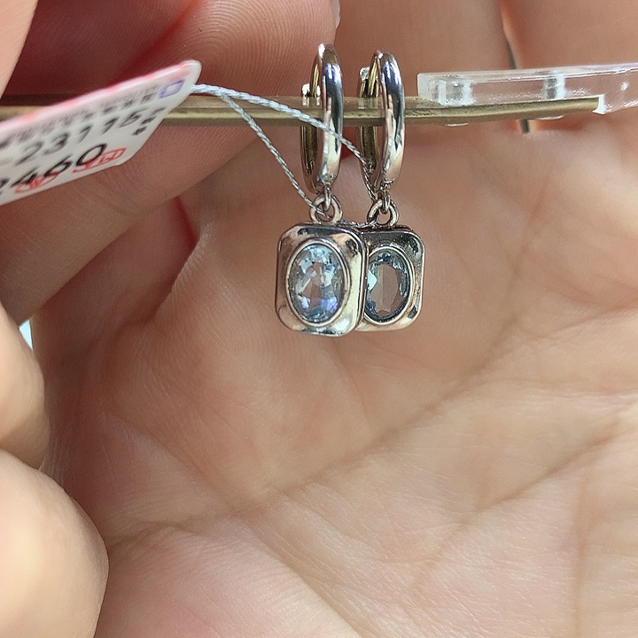 海蓝宝石耳坠银S925镶嵌