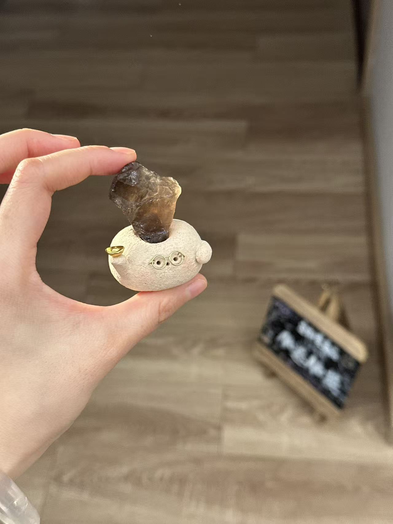 水晶小豆丁可爱茶晶原石