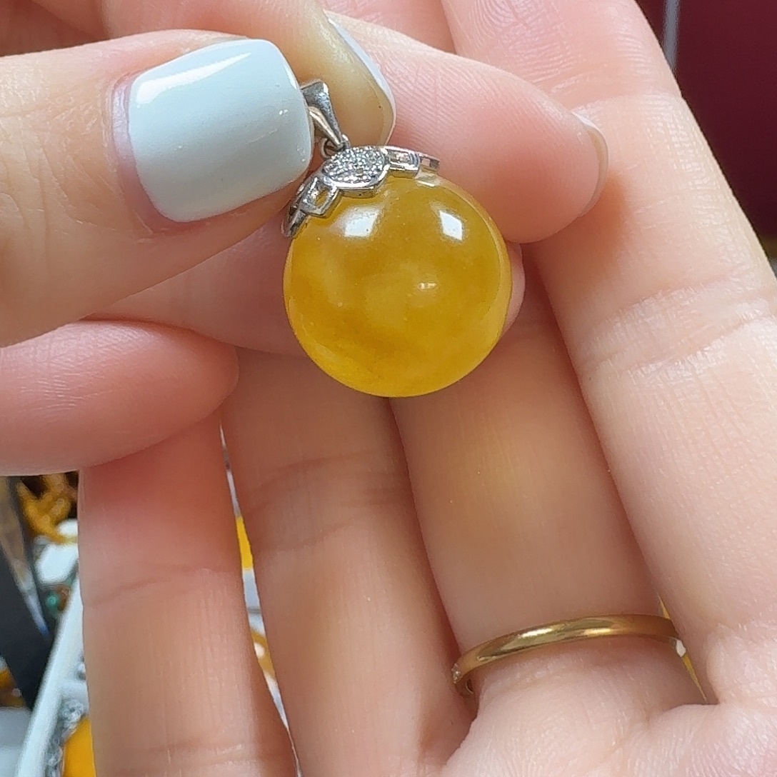 琥珀银S925镶嵌吊坠(不含链)吊坠