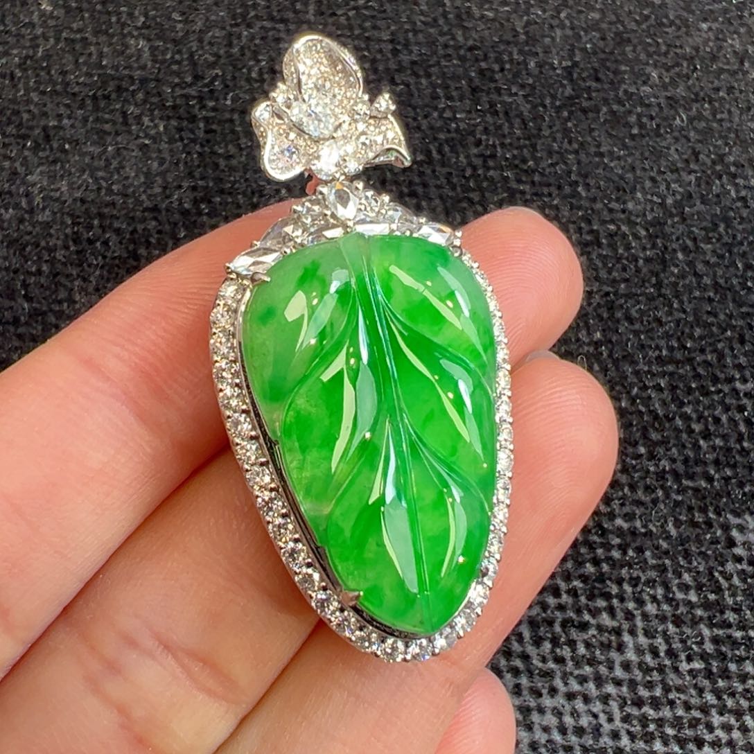 翡翠吊坠(不含链)18K金镶嵌收到货48小时鉴赏期