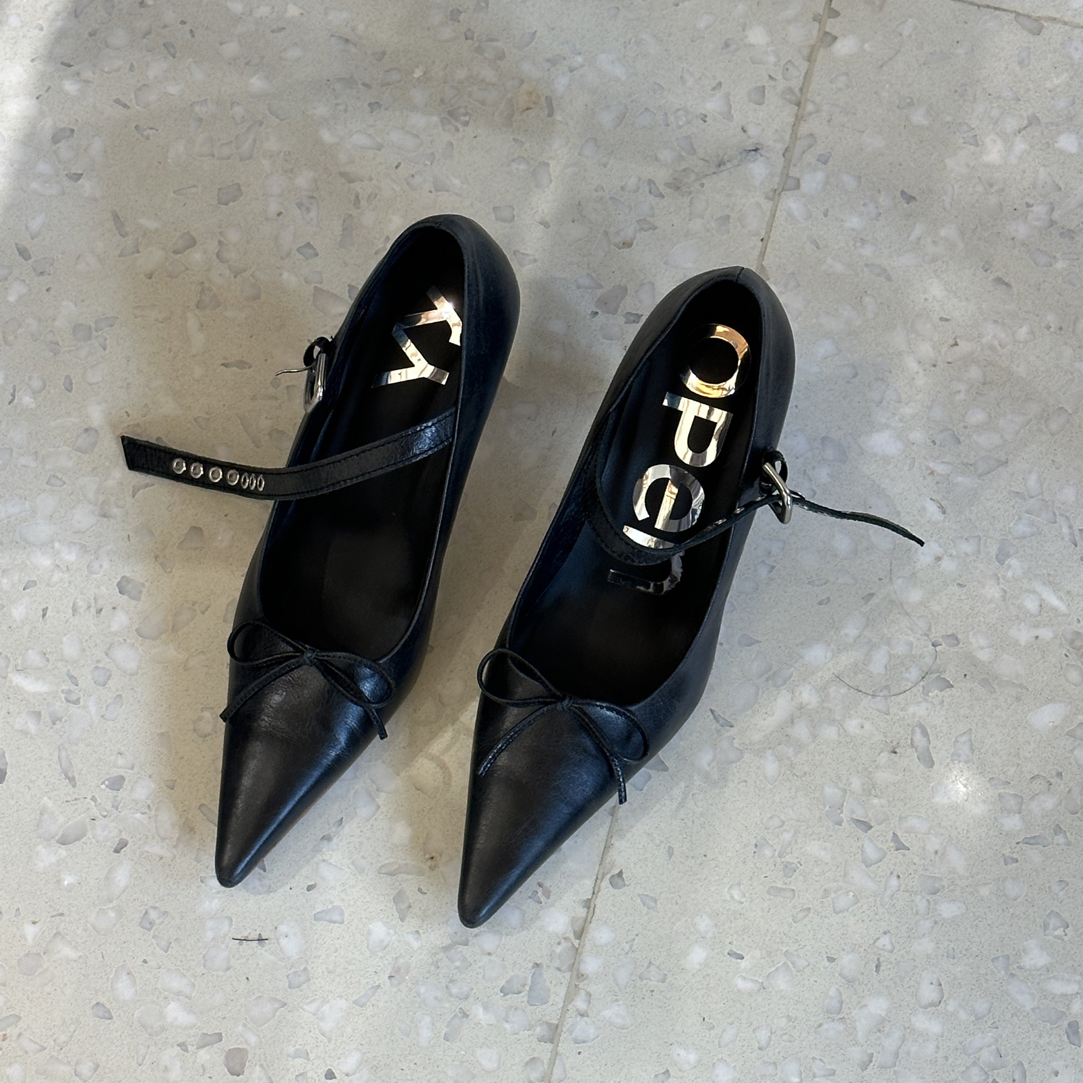 SANSTORE Open Yy 蝴蝶结尖头高跟鞋 25秋冬