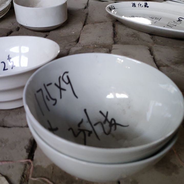 白瓷瓷州窑强化瓷大号7英寸高足碗