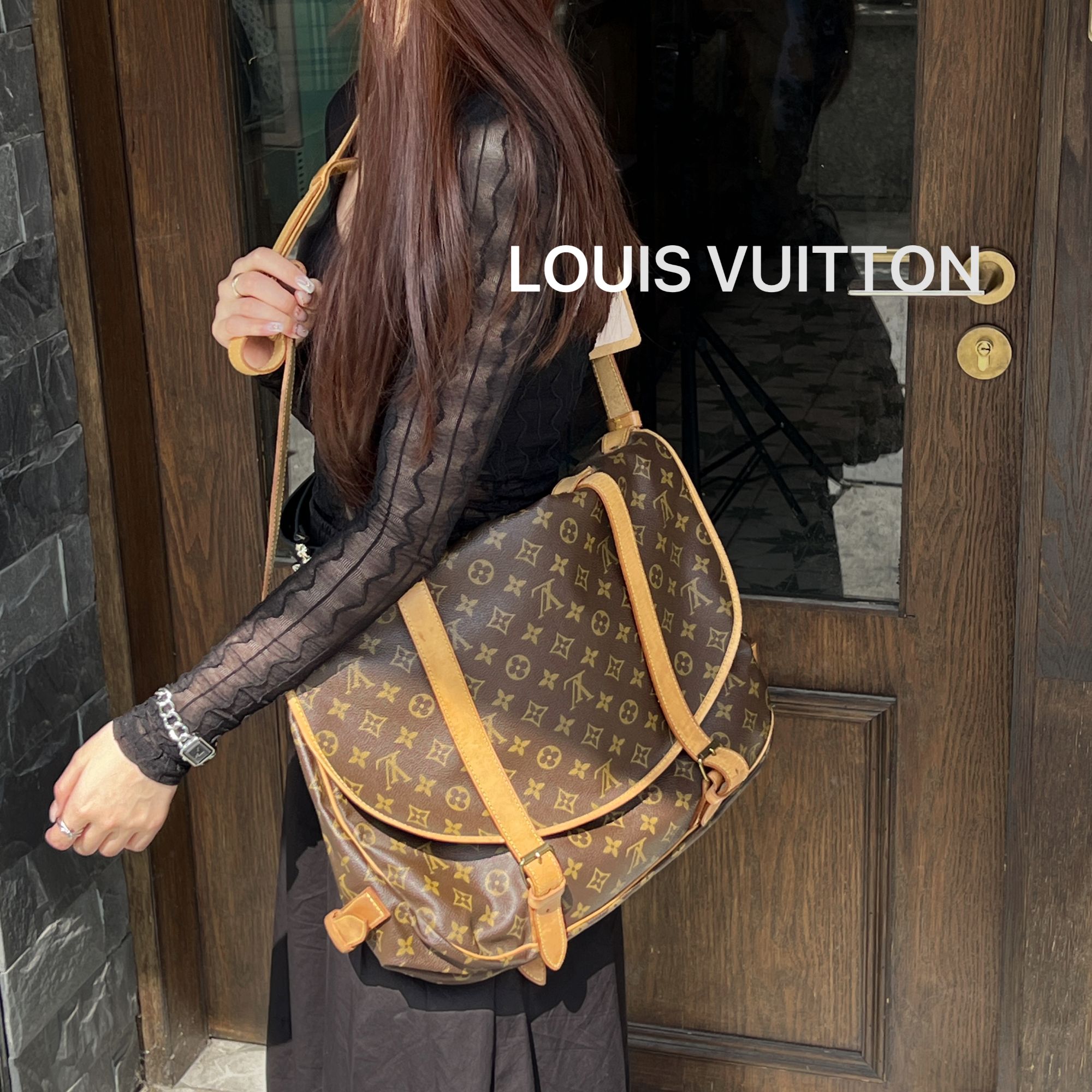 95新 LouisVuitton/路易威登 B770大号老花双子星经典斜跨