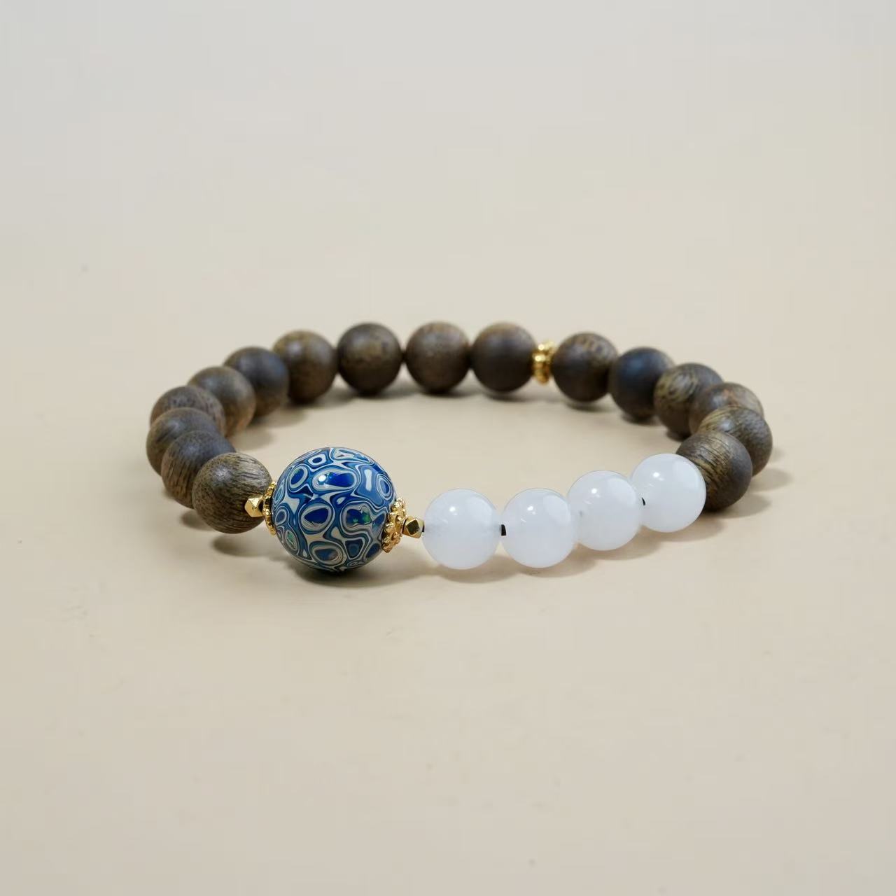 沉香【归致】海南莺歌绿奇楠圆珠清冷古风设计单圈（多样性发其一）