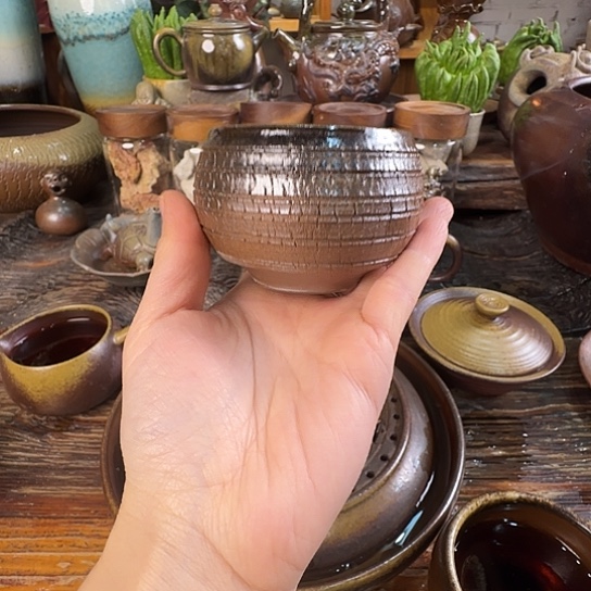 杯崔家古龙窑柴烧大地裂纹主人杯80cc