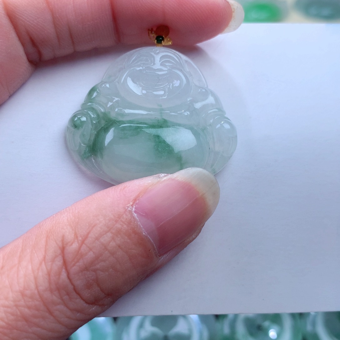 翡翠吊坠(不含链)18K金镶嵌