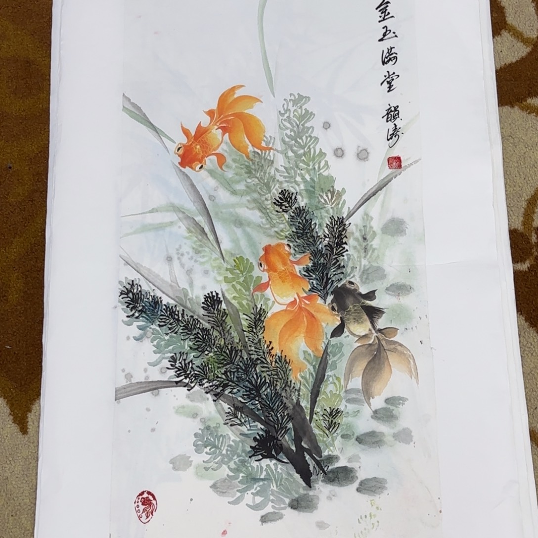国画四尺四开花鸟作品艺