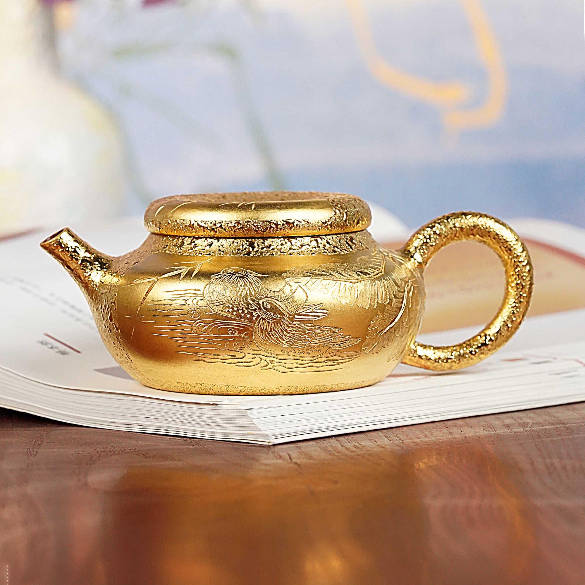 【宜景窑系列】鸳鸯金壶