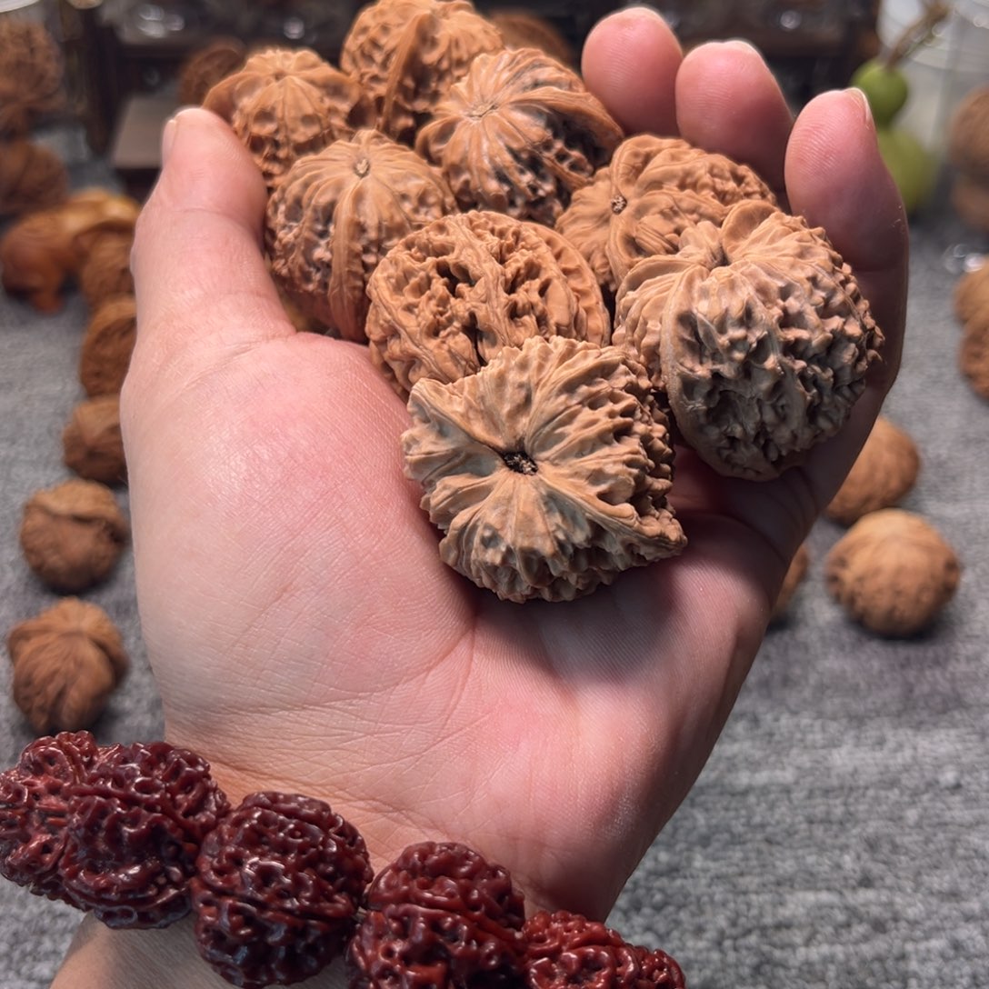 文玩核桃把件磨盘马老四粗筋小众4对