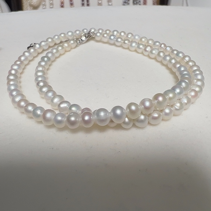 项链钛钢淡水珍珠