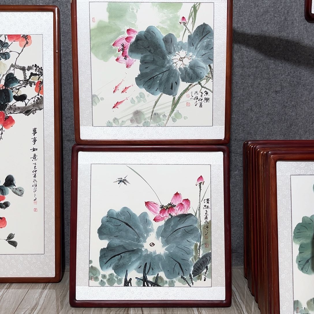 国画书画作品带框63×63