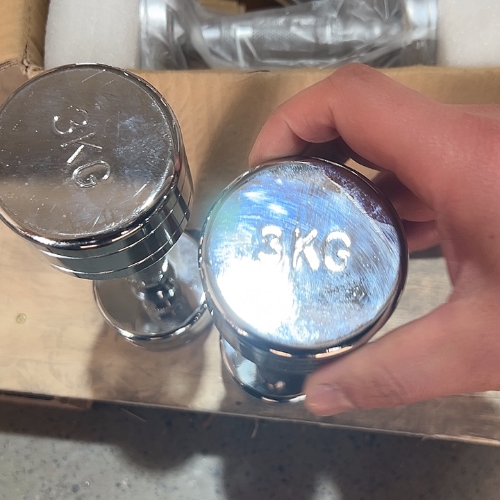 全新电镀纯钢小哑铃3公斤一对