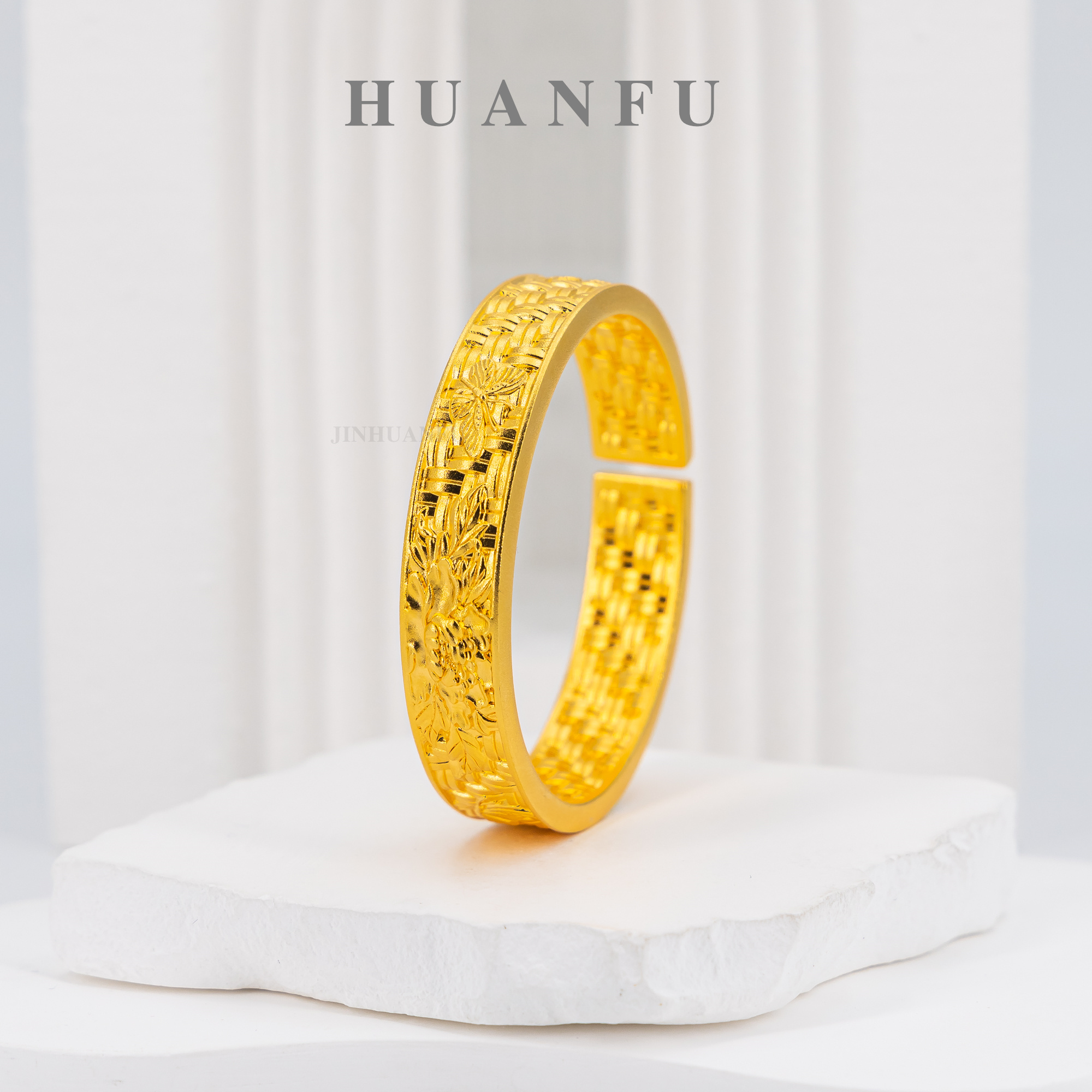 足银手镯 蝶恋牡丹手镯  精致简约 百搭气质复古  可调节