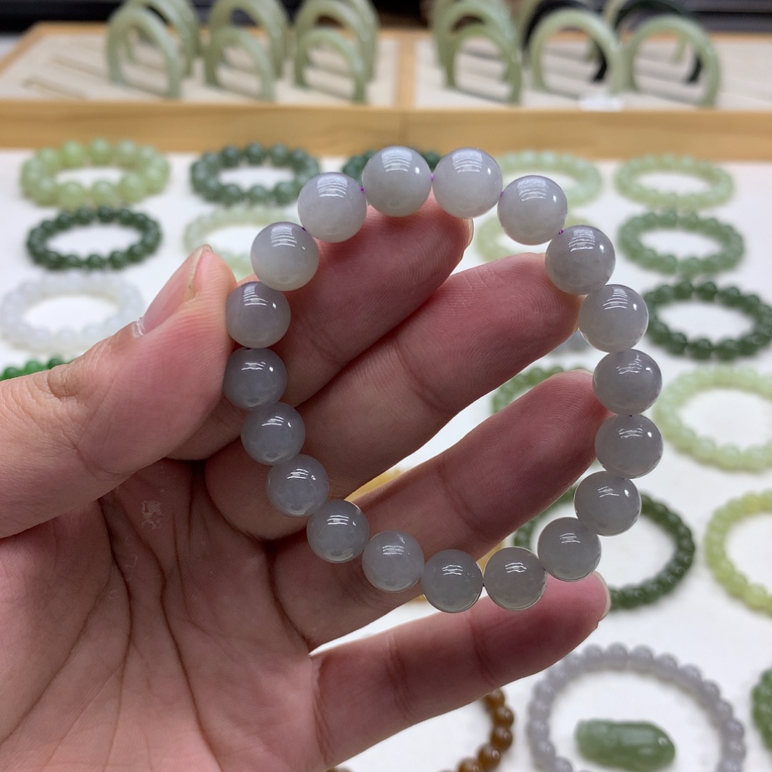 和田玉手串（烟紫9.8）未镶嵌