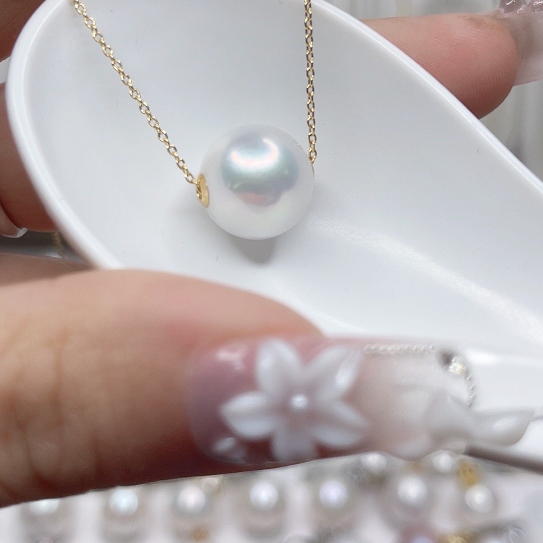 淡水珍珠吊坠(赠链)18K金镶嵌