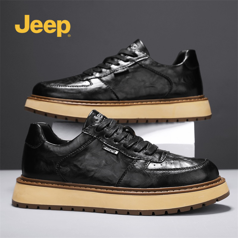 Jeep吉普男鞋2025新款春季复古英伦风高帮马丁靴户外耐磨休闲板鞋