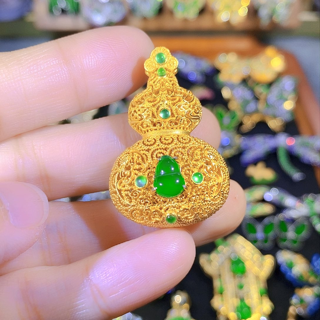 吊坠(不含链)银S925镶嵌翡翠