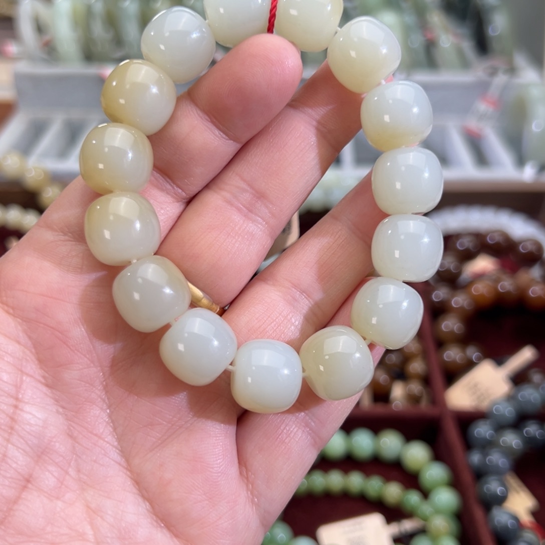 和田玉未镶嵌手串且末料迪克兰手串卡13*14