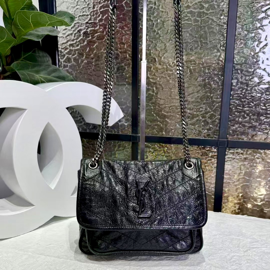 95新 YSL/圣罗兰 YSL黑色小号niki斜挎包25010006-01