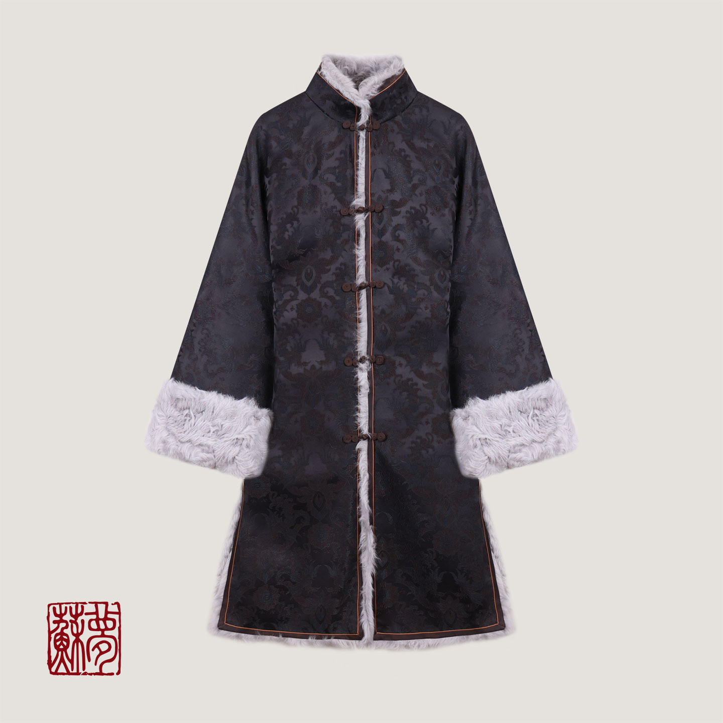 蘇夢【梦华录】绮梦繁花立领对襟皮袄风衣秋冬款外套0105126