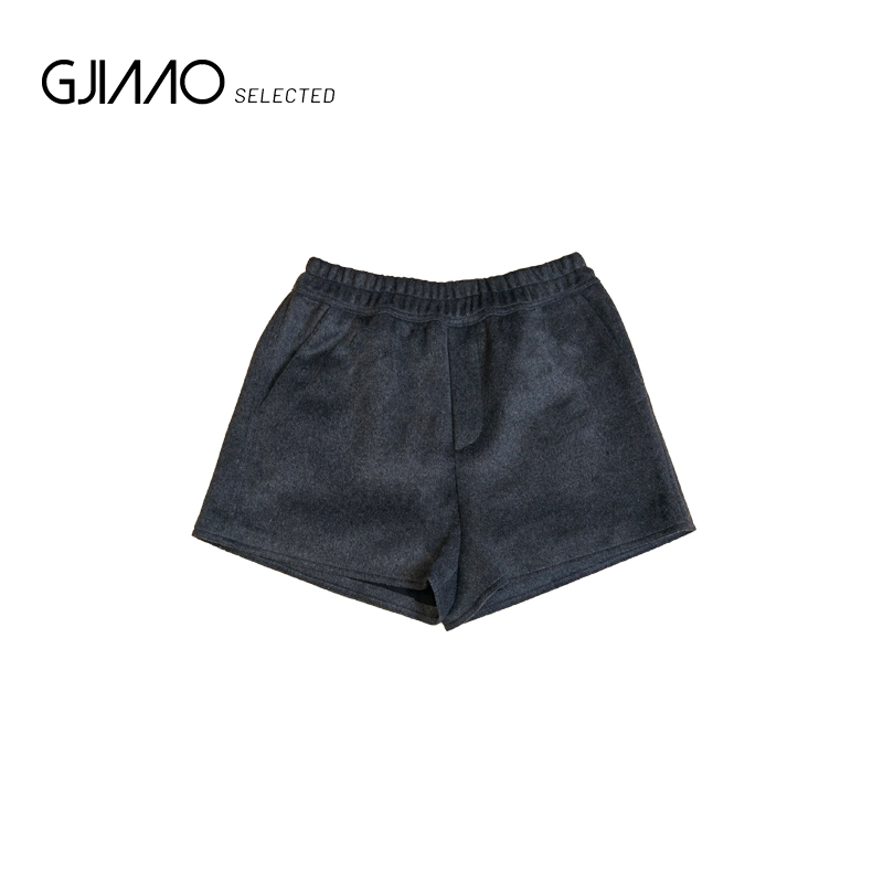 8189-254 素版黑灰松紧腰羊绒短裤