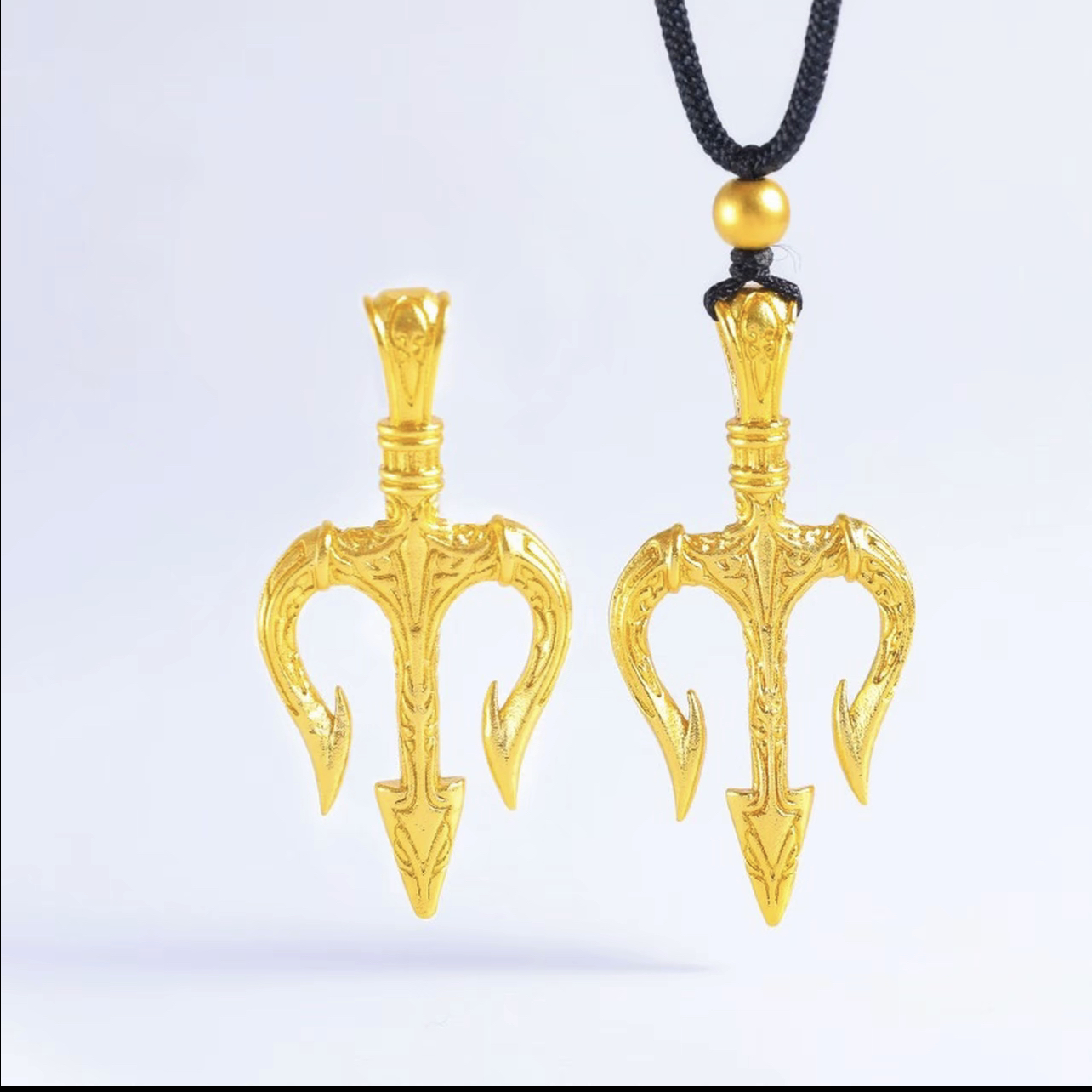 铜合金吊坠 铜合金项链 三叉戟项链黑绳抽拉不掉色网红款男女复古