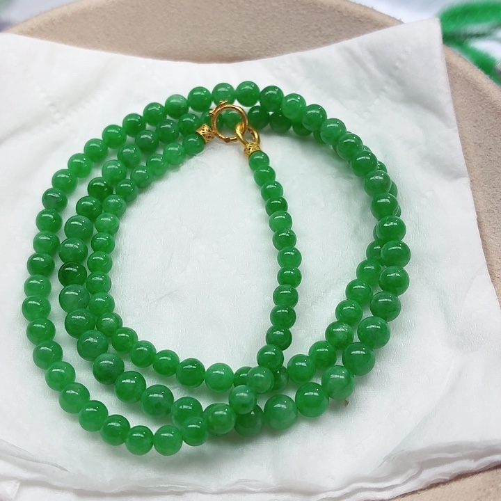 翡翠18K金镶嵌手链天然缅甸翡翠A货卡4-5