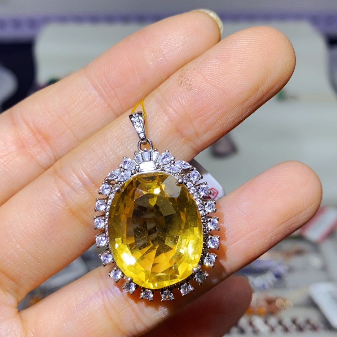 吊坠(不含链)银S925镶嵌黄晶