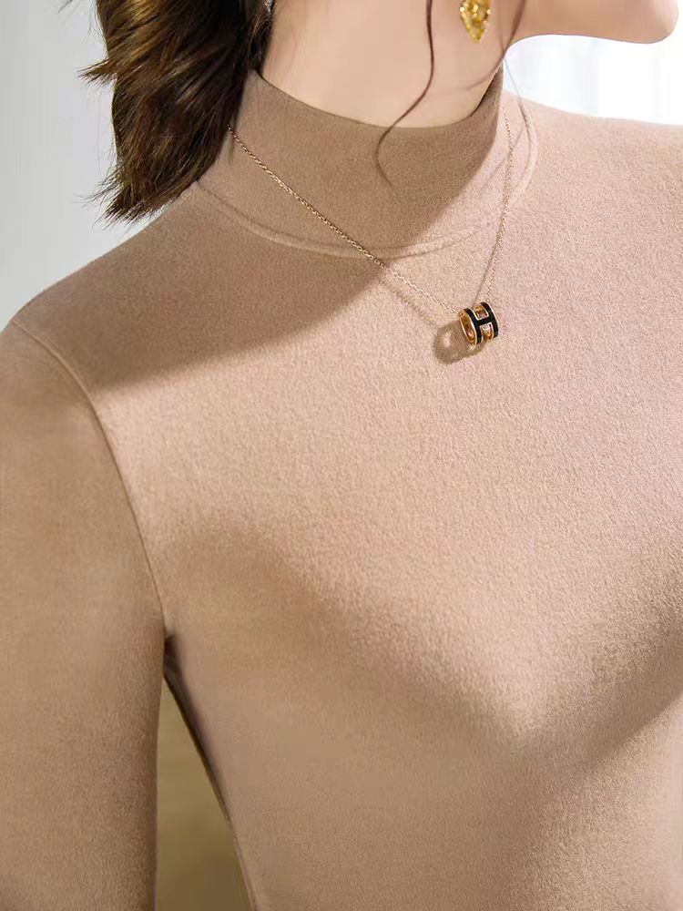 半高领双面德绒内搭打底衫秋冬高级感洋气中领保暖上衣7399