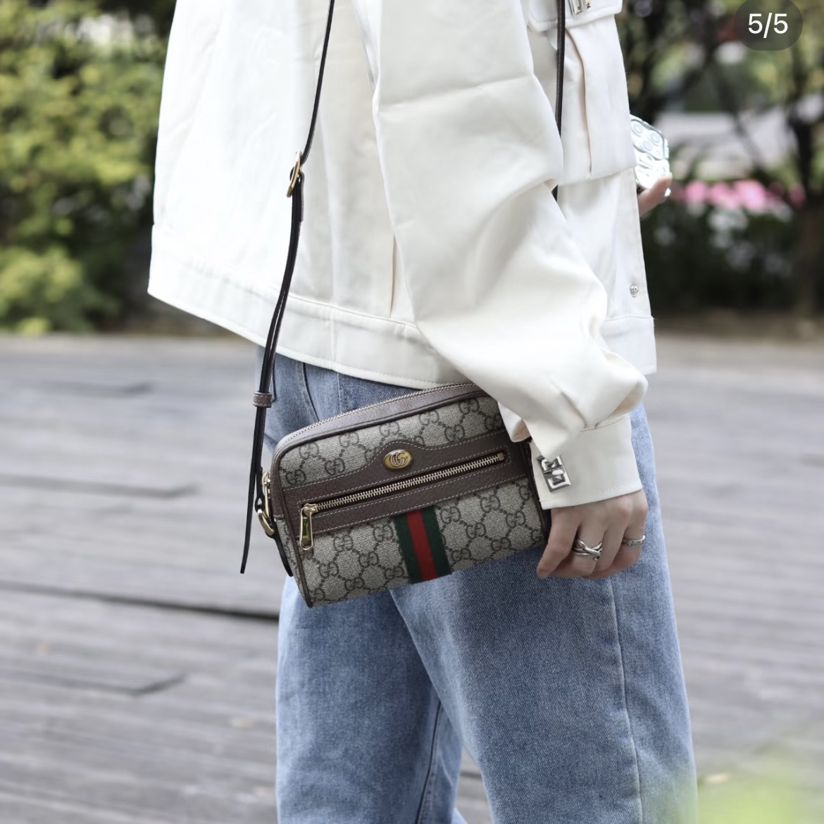 99新 GUCCI/古驰 老花相机斜挎包/0287