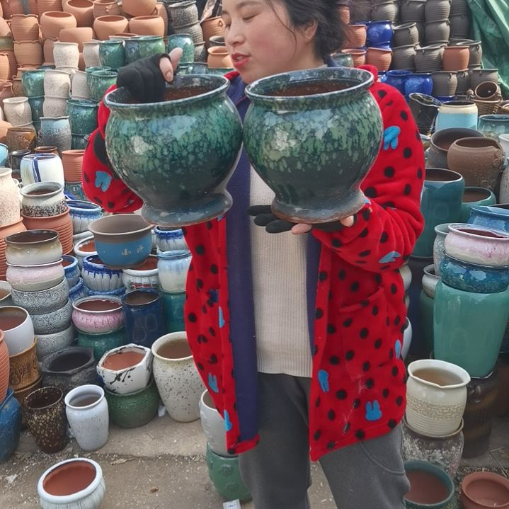 红陶口18高19瑕疵两个盆