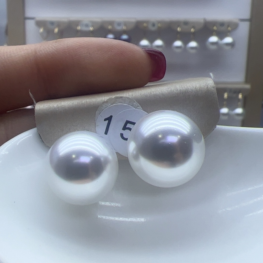 淡水珍珠耳饰18K金镶嵌