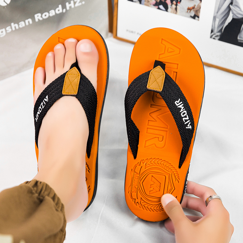 酷路直2025新款人字拖男时尚外穿男士夹脚拖个性防滑潮流沙滩凉鞋