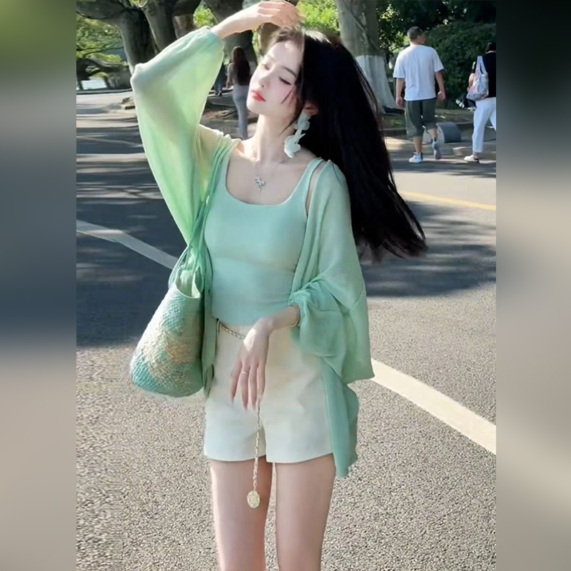 【小屁】2025春季新款#纯欲风辣妹套装女夏季新款防晒开衫吊带