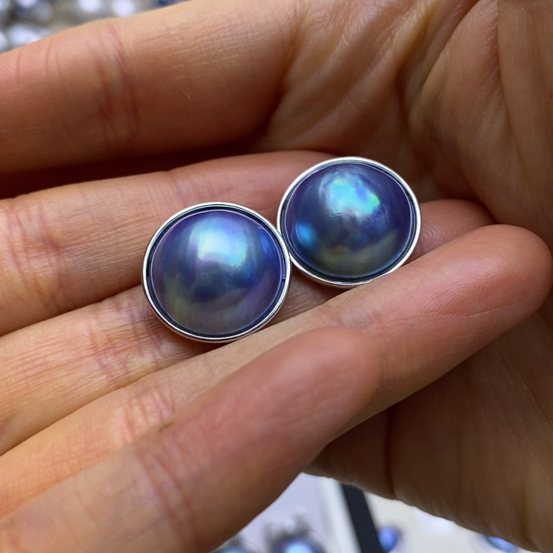 拼合珍珠（马贝珠）耳饰银S925镶嵌