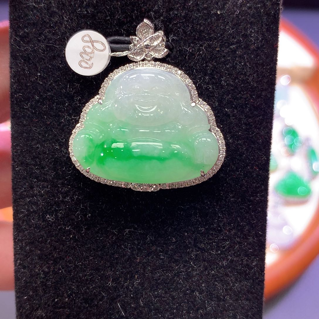 翡翠18K金镶嵌吊坠(不含链)