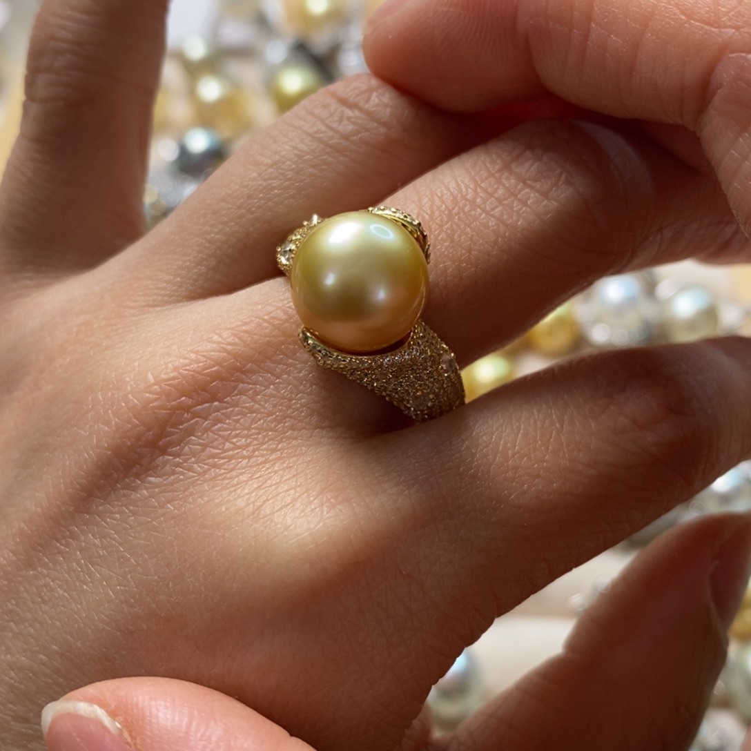 海水珍珠戒圈银S925镶嵌