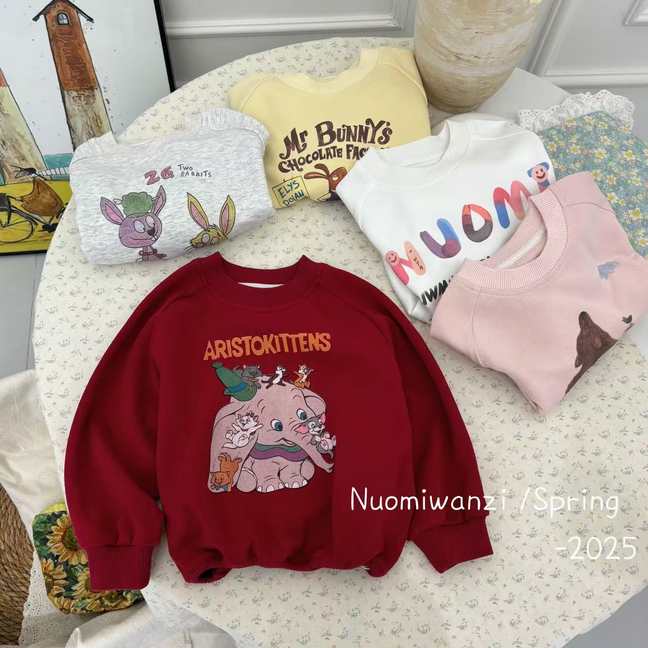 丸子十【现货】儿童韩系双面印花大图案包边卫衣（春款）WZJ-22131