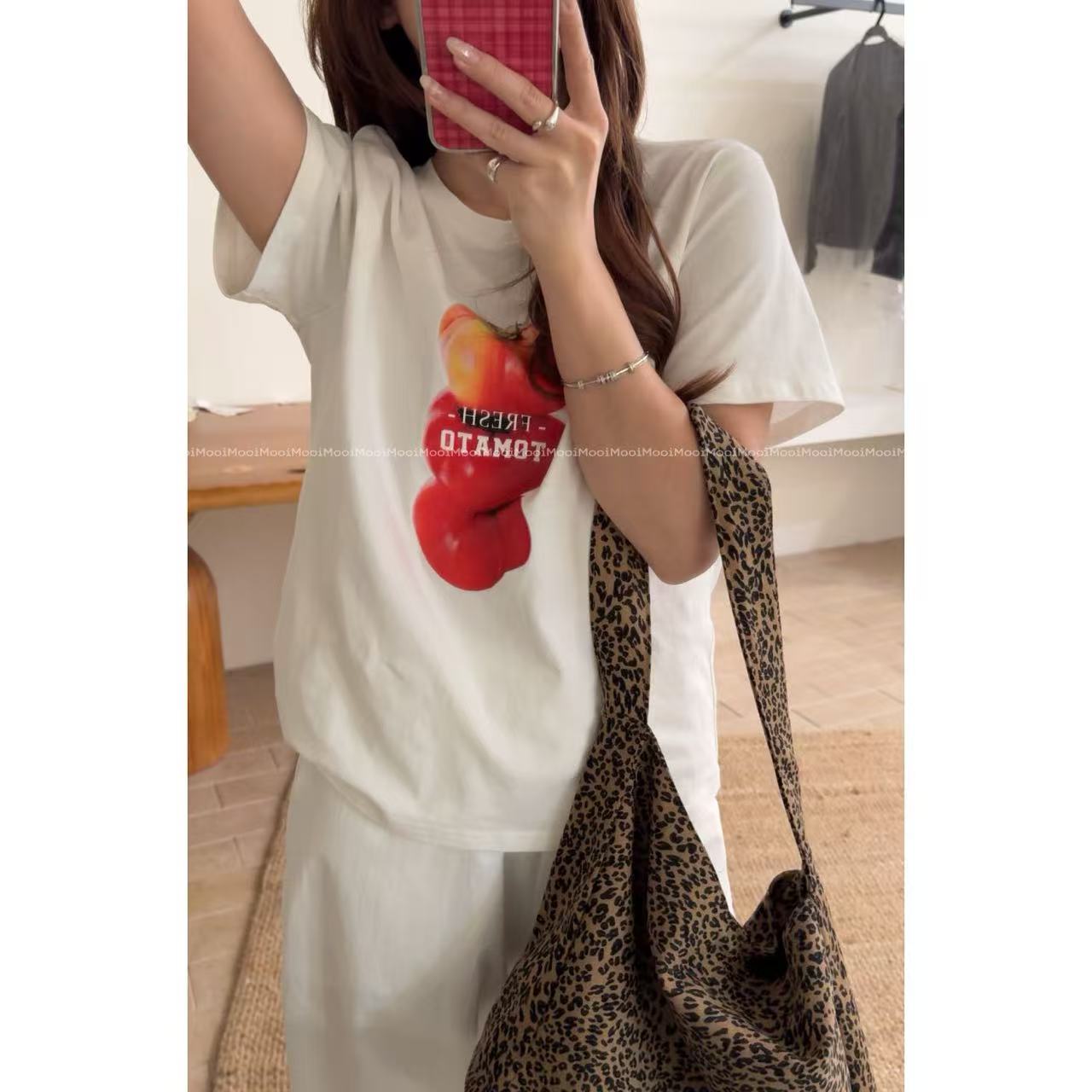 【mooi】'三个番茄'夏季新款韩版ins风小众设计感T恤