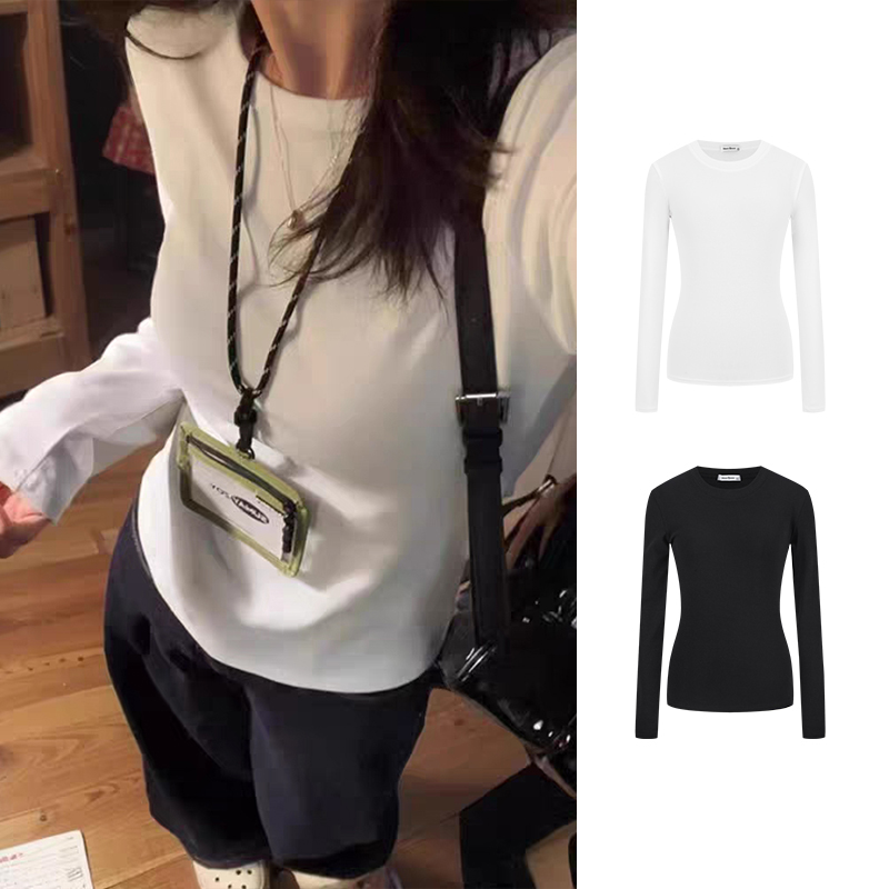 Moses Queen/魔西女王韩系时髦修身显瘦秋季圆领长袖T恤打底衫女