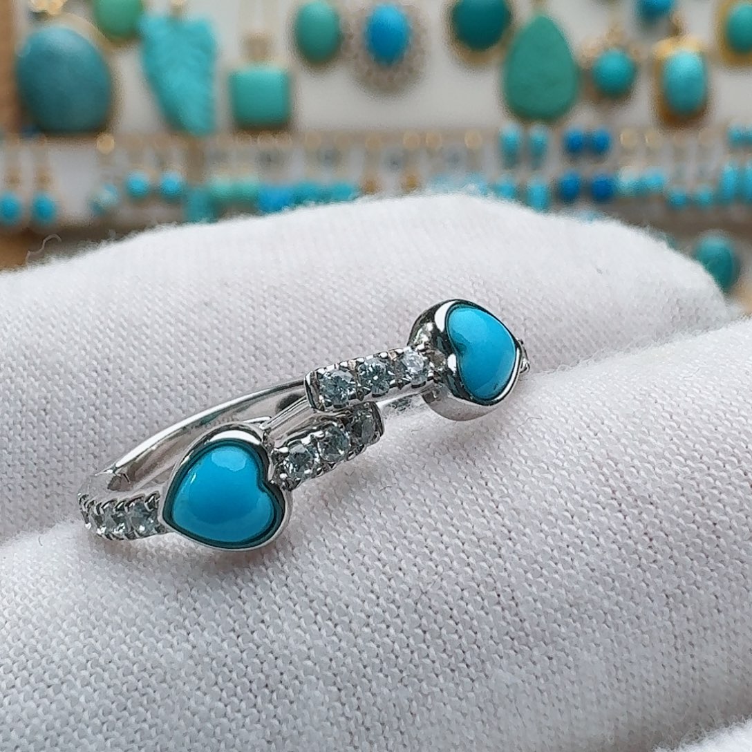 绿松石银S925镶嵌耳饰